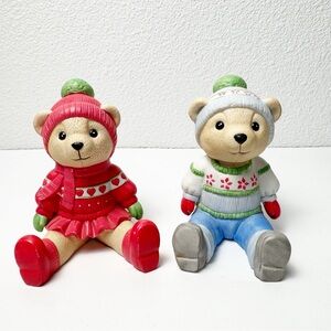 Vintage Russ Winter Bears 4” Ceramic Figurines